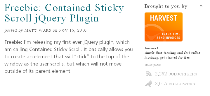 Freebie- Contained Sticky Scroll jQuery Plugin Freebie- Contained Sticky Scroll jQuery Plugin