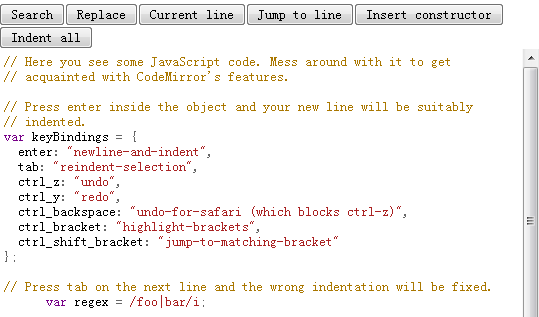 CodeMirror JavaScript demonstration CodeMirror JavaScript demonstration