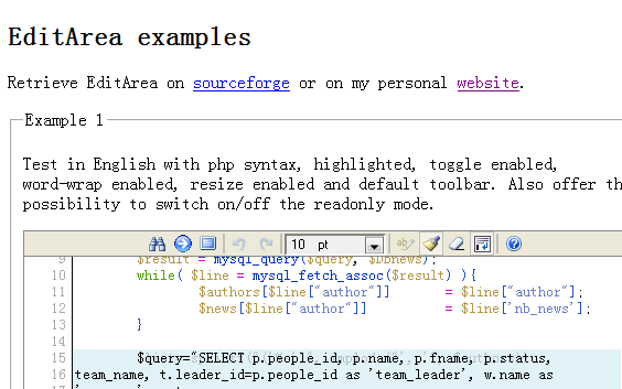 EditArea - the code editor in a textarea EditArea - the code editor in a textarea